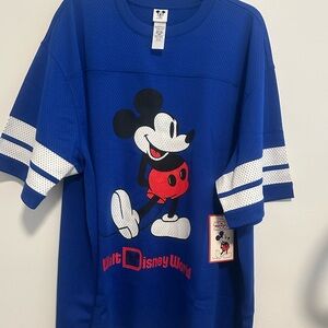 Disney Blue Mickey Mouse Graphic Tee with Red, White, Black